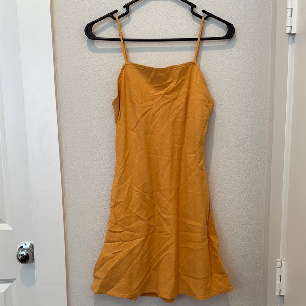 Abercrombie & Fitch Mustard Yellow linen mini Dress